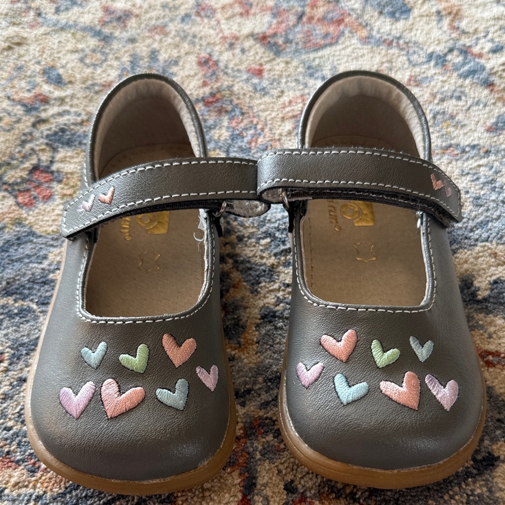 See Kai Run Mary Jane Shoes with Heart Accents - Dark Gray
